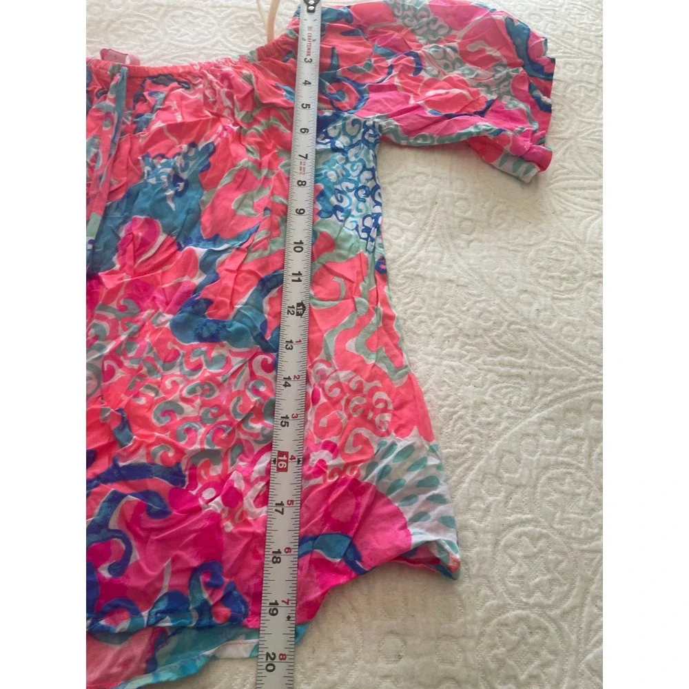 Lilly‎ Pulitzer  Sain Off-Shoulder Top in Coral Reef I'm So Jelly Size S